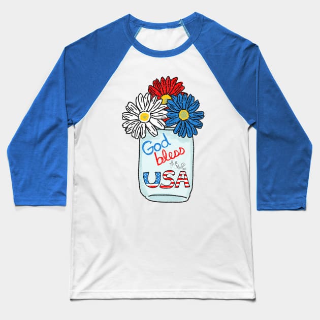 God Bless the USA (Large Print) Baseball T-Shirt by Aeriskate